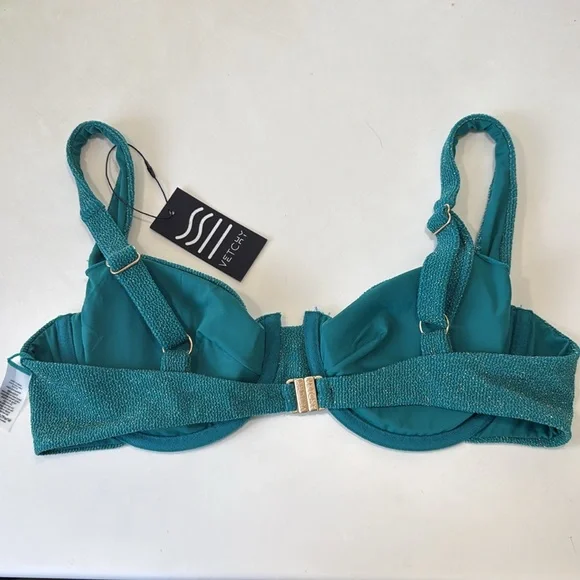 NWT Vetchy Laguna Emerald Green Gold Teal Blue Underwire Bikini top Sz 2XL - Picture 6 of 9